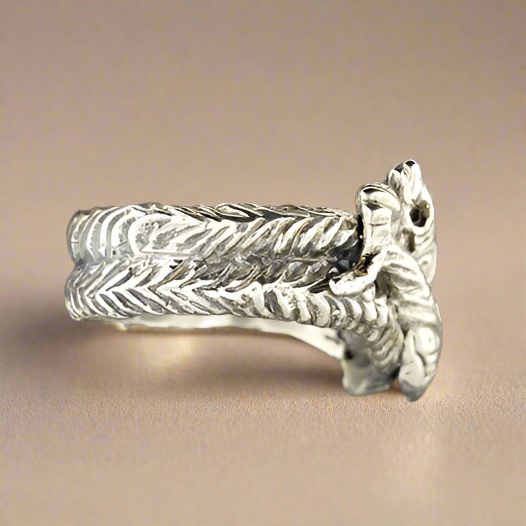 Vintage Style Twin Snakes Ring in Sterling Silver or Antique Bronze - Le Dragon Argenté