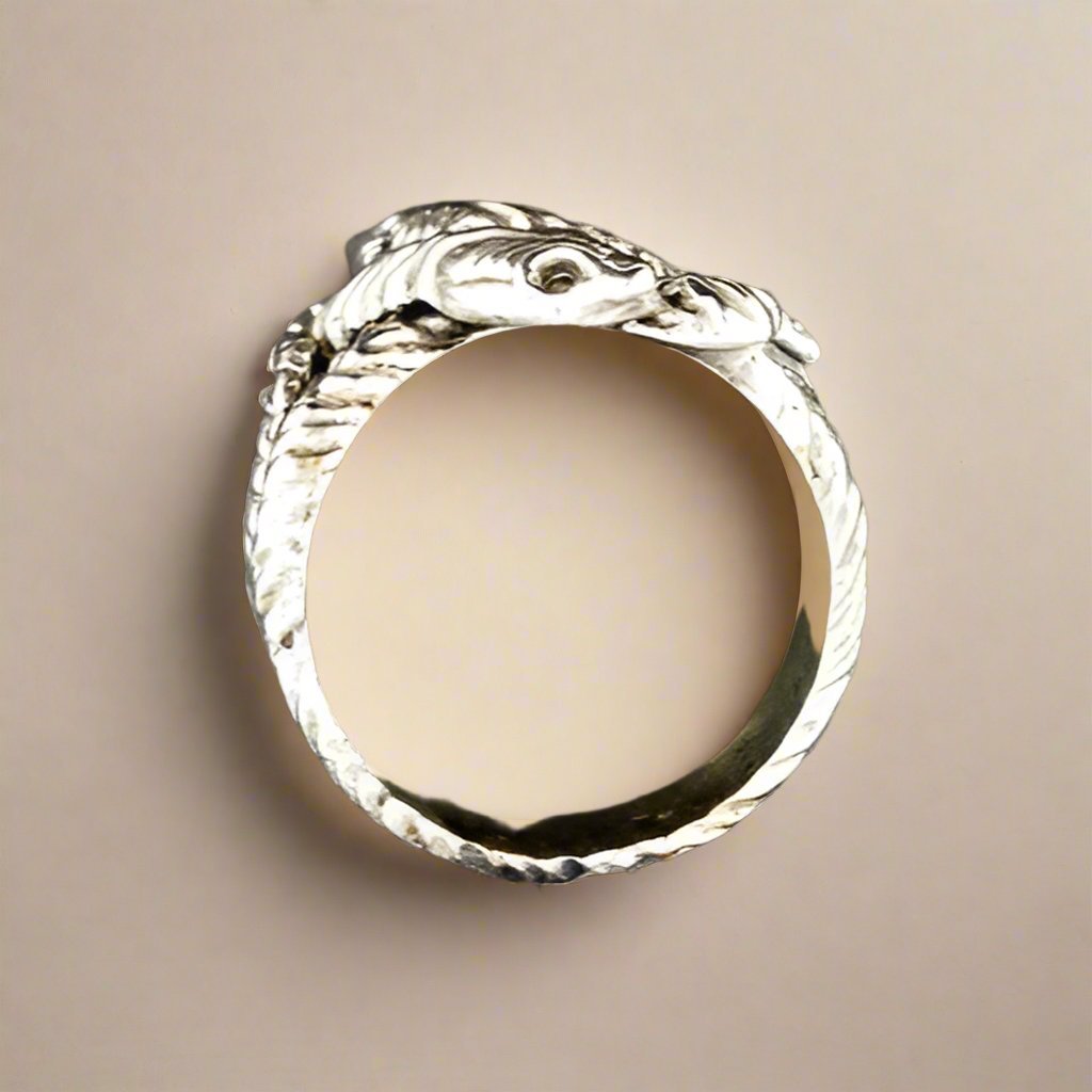 Vintage Style Twin Snakes Ring in Sterling Silver or Antique Bronze - Le Dragon Argenté