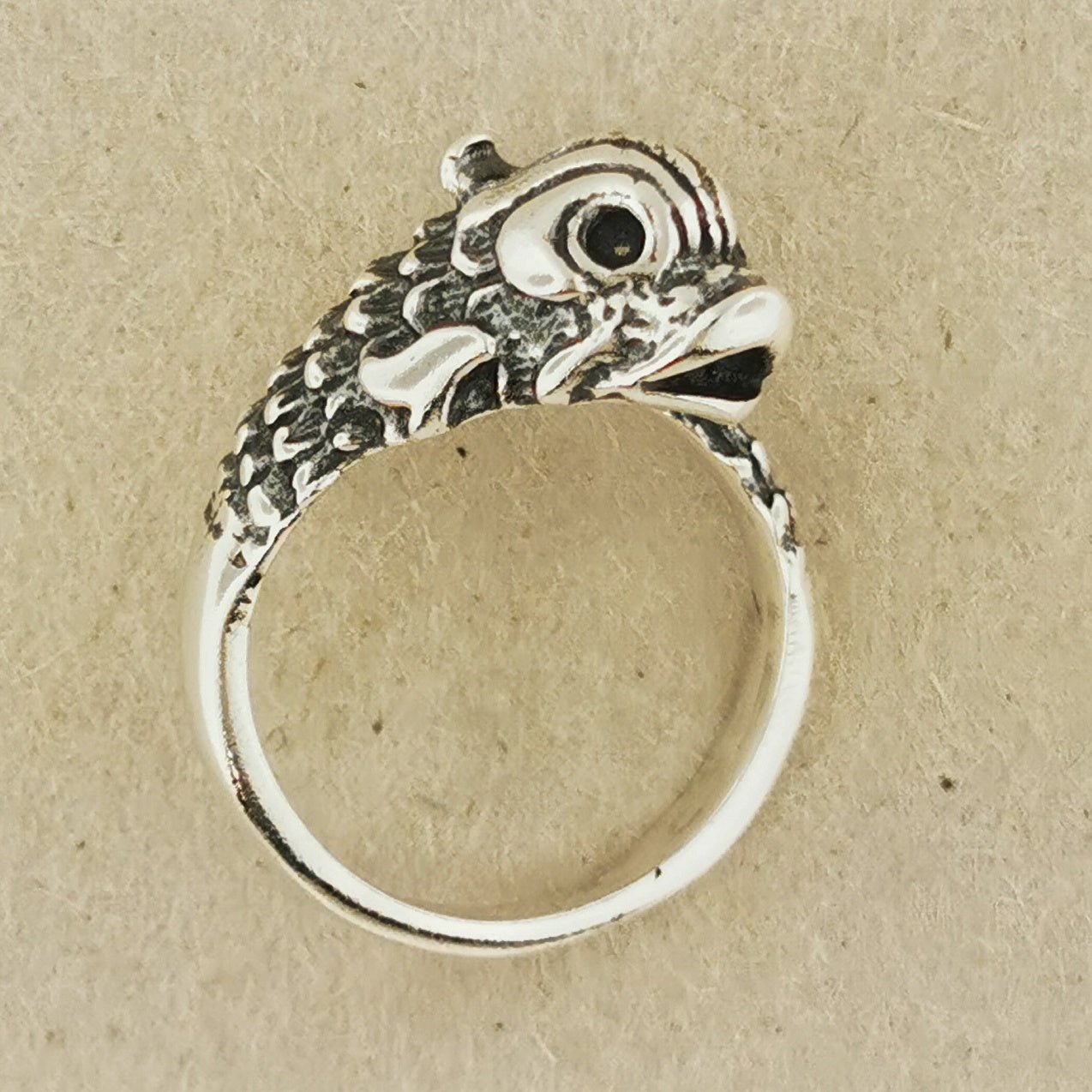 Sterling Silver Koi Ring by Le Dragon Argenté - Handmade Jewelry Featuring a Koi Fish Design, Symbolizing Strength and Resilience, Perfect for Nature Lovers.