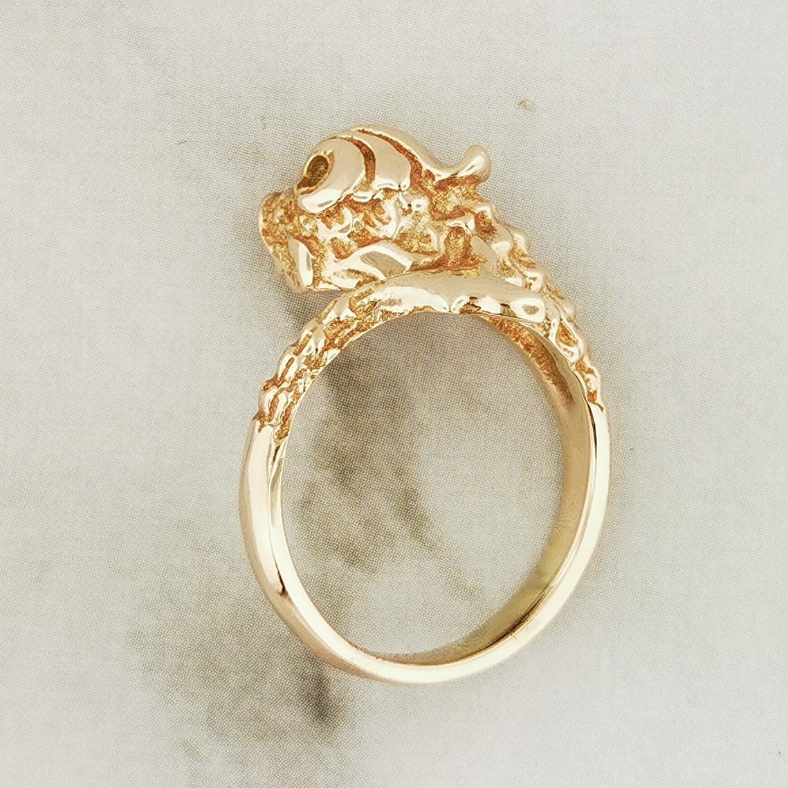 Antique Bronze Koi Ring by Le Dragon Argenté - Handmade Jewelry Featuring a Koi Fish Design, Symbolizing Strength and Resilience, Perfect for Nature Lovers.