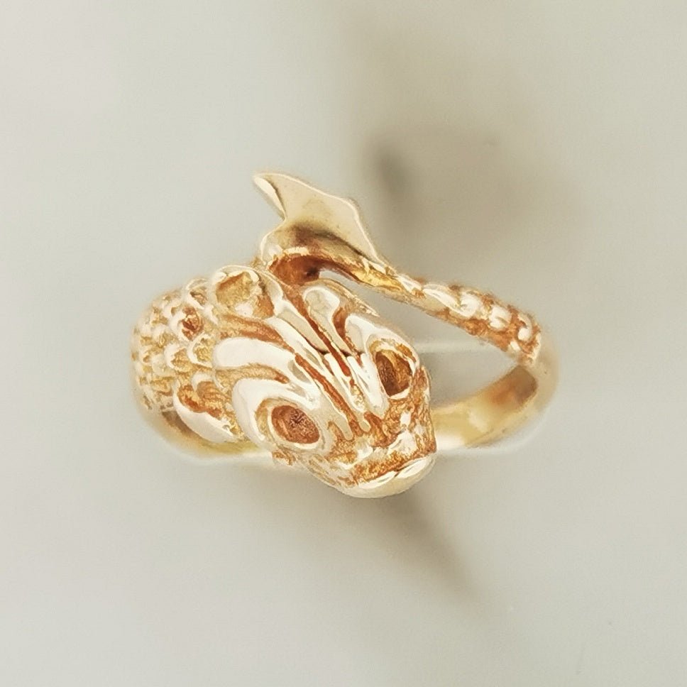 Antique Bronze Koi Ring by Le Dragon Argenté - Handmade Jewelry Featuring a Koi Fish Design, Symbolizing Strength and Resilience, Perfect for Nature Lovers.