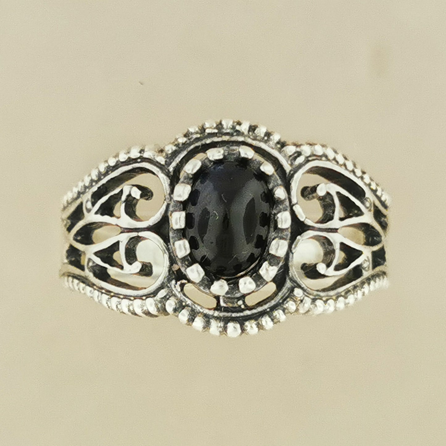 Vintage Style Filigree Ring with Gemstone in Sterling Silver - Le Dragon Argenté