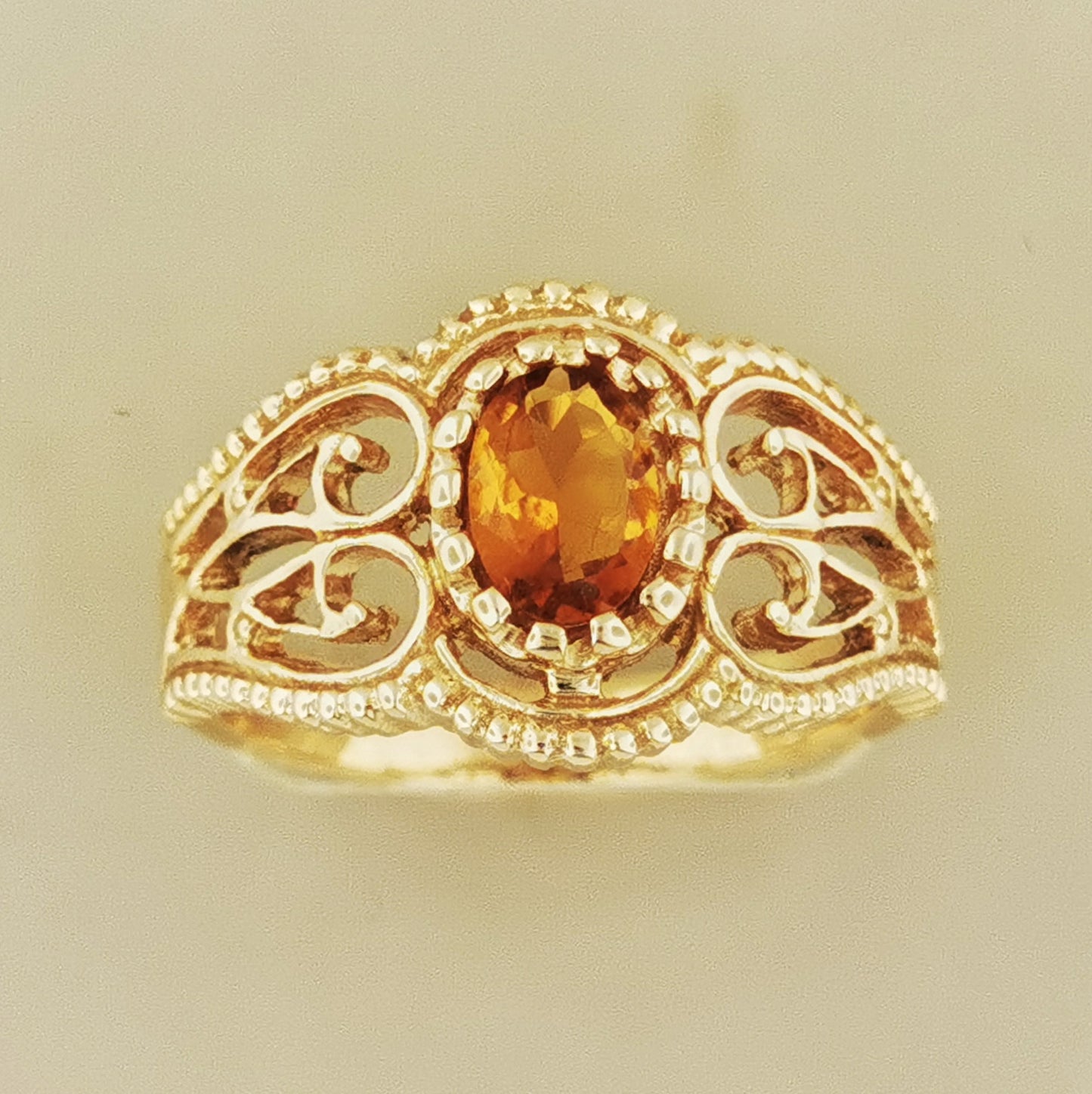 Vintage Style Filigree Ring with Gemstone in Antique Bronze - Le Dragon Argenté