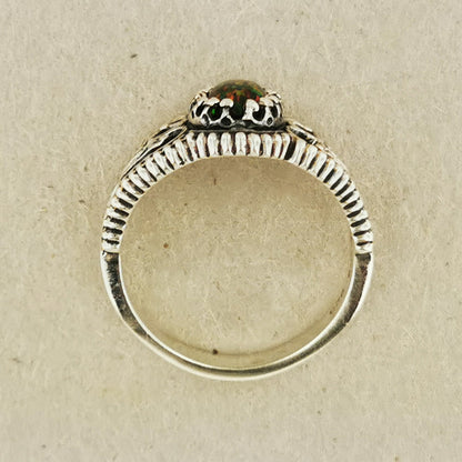 Vintage Style Filigree Birthstone Ring in Sterling Silver