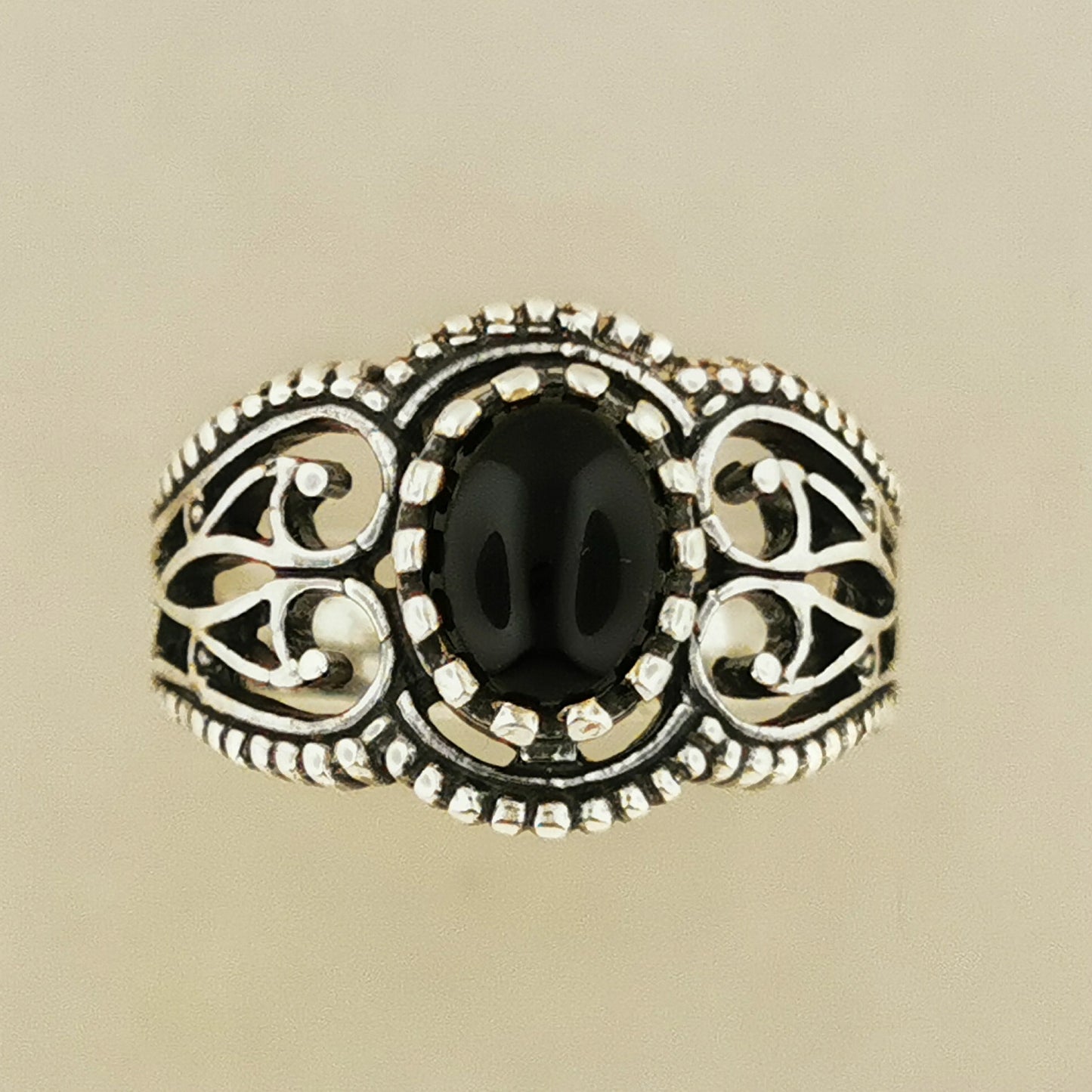Vintage Style Filigree Ring with Gemstone in Sterling Silver - Le Dragon Argenté