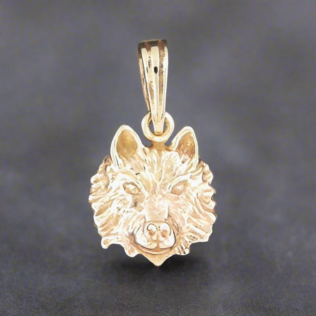 Wolf Head Charm Pendant in Sterling Silver or Antique Bronze - Le Dragon Argenté