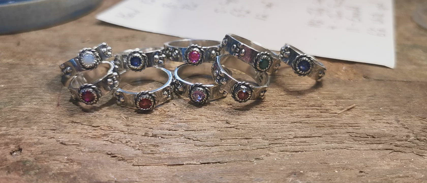 Howls Calcifer Fire Ring in Sterling Silver with Imitation Birthstone, Howls Moving Castle Ring, Howl and Sophie Rings, Birthstone Howls Calcifer Fire Band in Sterling Silver, Howls Moving Castle Engagement Ring, Silver Birthstone Ring