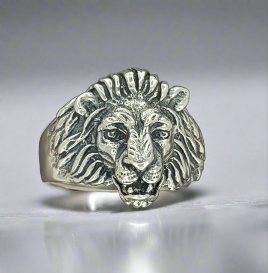 Classic Lion Ring in 925 Silver or Bronze, Vintage Design Lion Ring, Retro Lion Ring, Mid-Century Lion Ring, Lion Signet Ring, Silver Lion Jewelry, Vintage Silver Ring, 3D Silver Ring, Sterling Silver Animal Jewellery, Classic Lion Ring