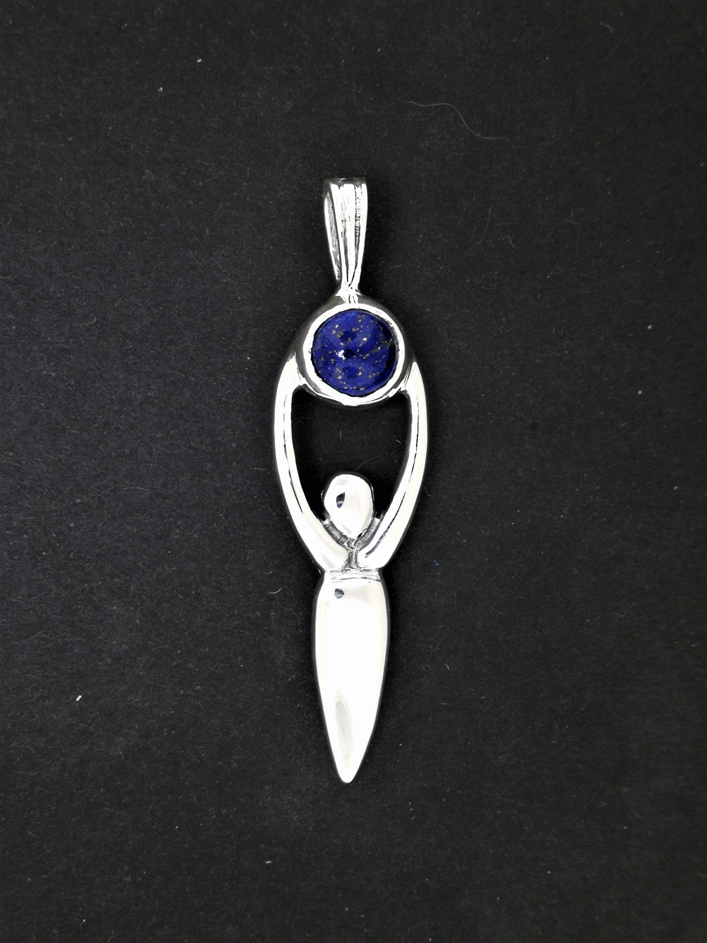 Sterling Silver Lunar Goddess Pendant with Gemstone Moon – Le