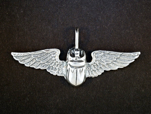 Egyptian Winged Scarab Pendant in Sterling Silver or Antique Bronze, Scarab Talisman Jewelry, Silver Scarabe Pendant, Bronze Scarabe Pendant, Silver Scarab Pendant, Bronze Scarab Pendant, Egyptian Silver Pendant, Scarab Beetle Pendant, Ancient Egypt Jewelry, Ancient Egypt Jewellery, Egyptian Amulet Pendant, Egyptian Protection Talisman