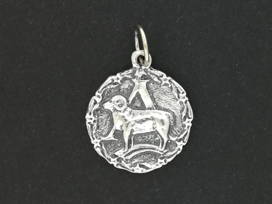 Zodiac Medallion Aries in Sterling Silver and Antique Bronze, Silver Zodiac Pendant, Antique Bronze Zodiac Pendant, Silver Aries Pendant, Bronze Aries Pendant, Silver Aries Medallion, Bronze Aries Medallion, Silver Zodiac Charm, Bronze Zodiac Charm, Aries Zodiac Pendant, Aries Astrology Pendant, Birthday Gif For Aries, Aries Bday Gift
