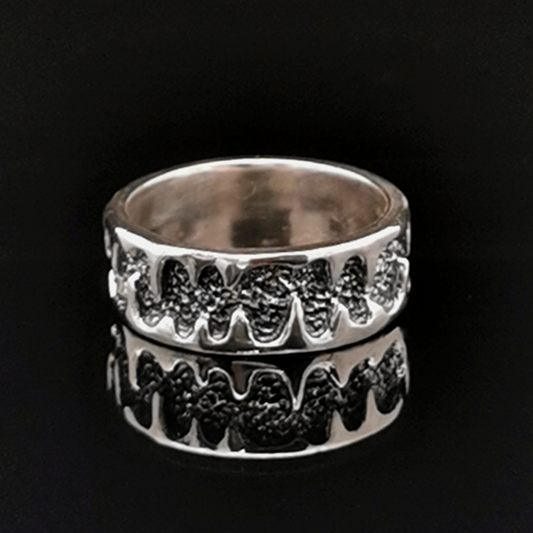 Etched Design Sterling Silver Band, size 8.5