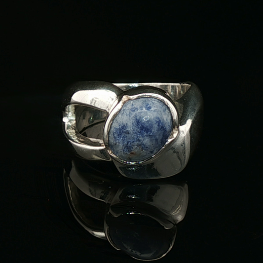Sodalite Cabochon Cocktail Ring in Sterling Silver, size 6