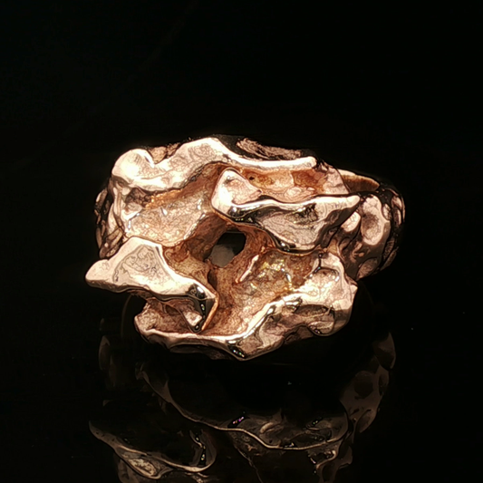 Large nugget style ring in antique bronze, size 11