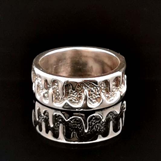 Etched Design Sterling Silver Band, size 7.5