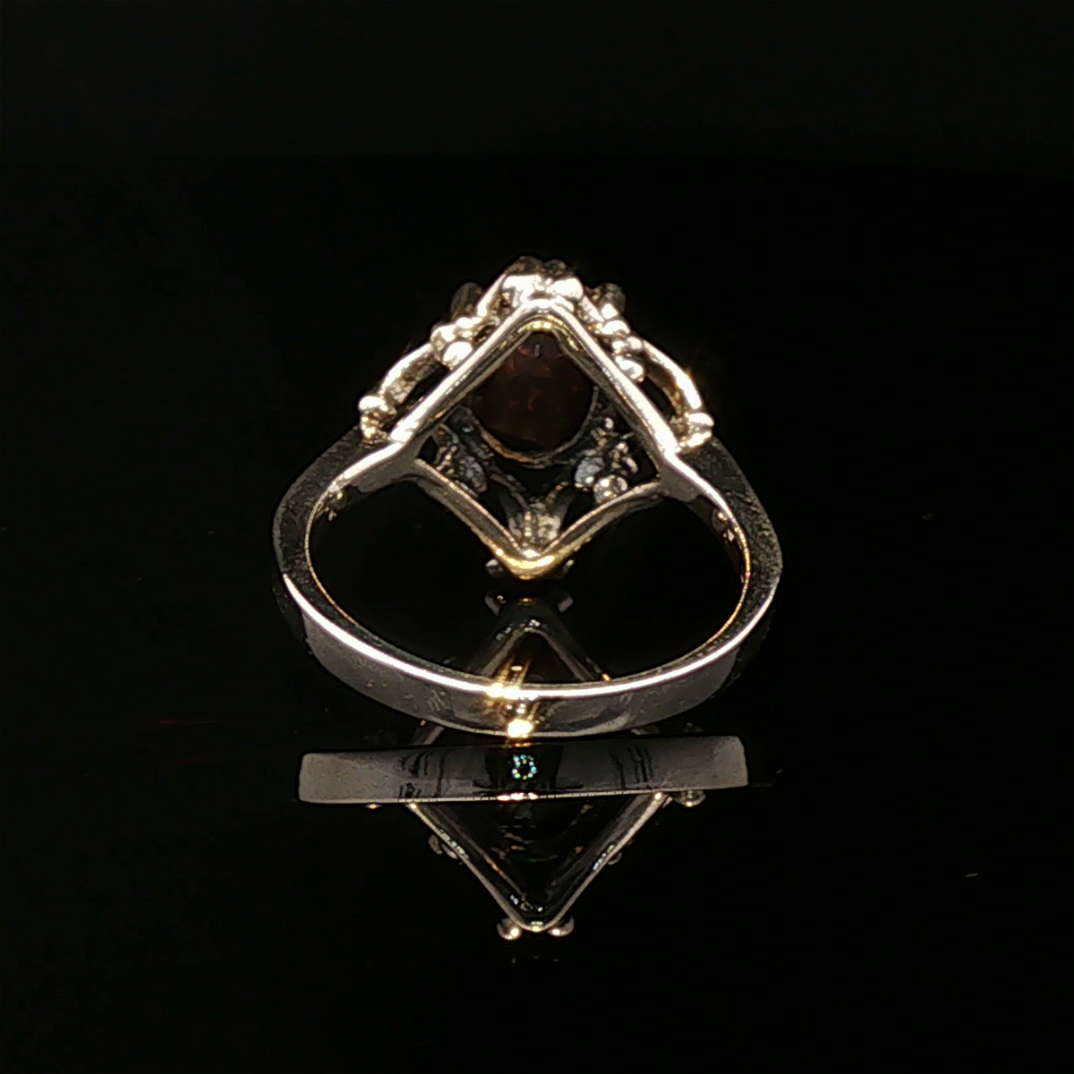 1950's Scrollwork Ring In Sterling Silver With Gemstone