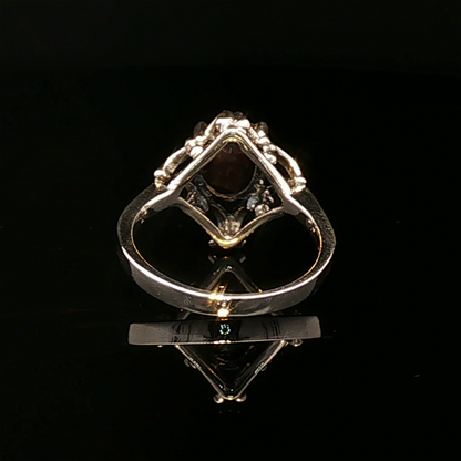 1950's Scrollwork Ring In Sterling Silver With Gemstone