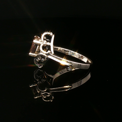 1950's Scrollwork Ring In Sterling Silver With Gemstone