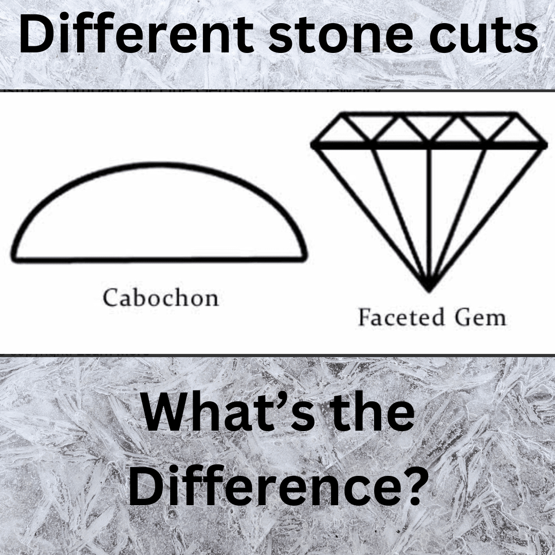 two different stone cuts, a cabochon and a faceted gem, along with the question "What's the Difference?"
