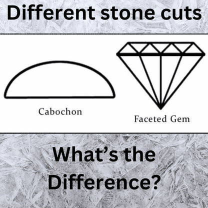 two different stone cuts, a cabochon and a faceted gem, along with the question "What's the Difference?"