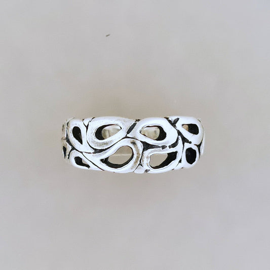 1950s Style Wedding Band in Sterling Silver or Antique Bronze - Le Dragon Argenté