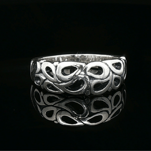 1950s Style Wedding Band in Sterling Silver - Le Dragon Argenté