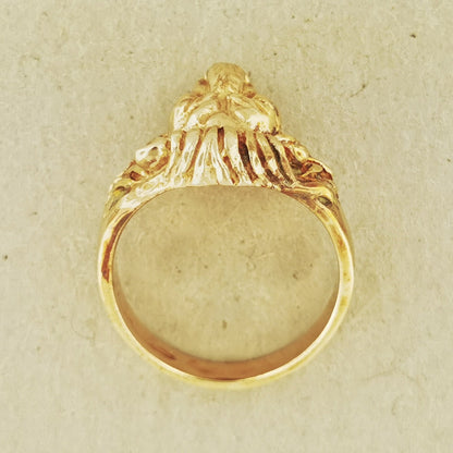 1950s Vintage Style Classic Lion Ring in Sterling Silver or Antique Bronze - Le Dragon Argenté