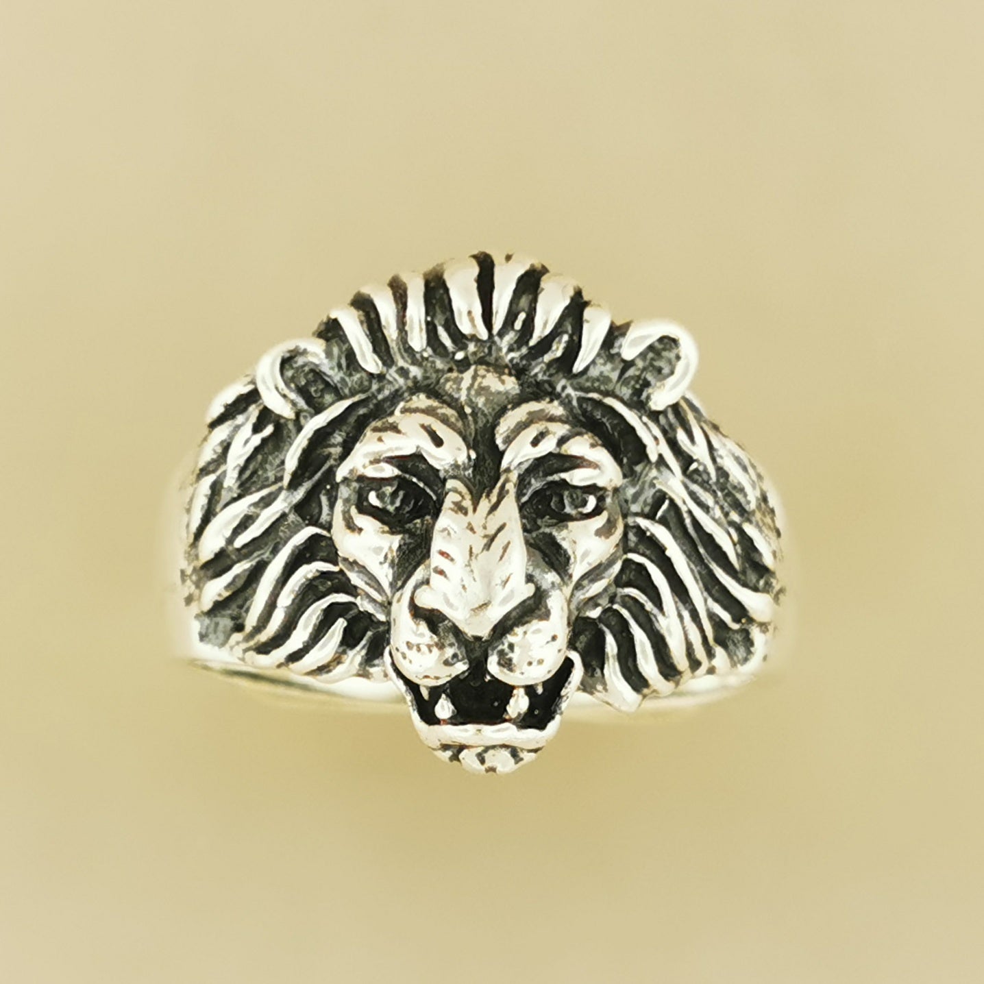 1950s Vintage Style Classic Lion Ring in Sterling Silver or Antique Bronze - Le Dragon Argenté