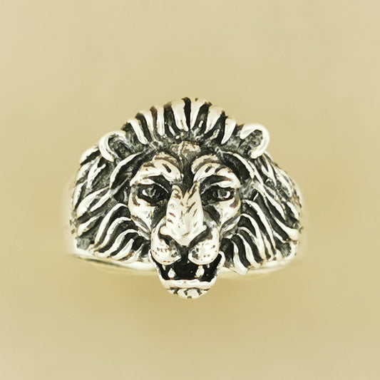 1950s Vintage Style Classic Lion Ring in Sterling Silver or Antique Bronze - Le Dragon Argenté