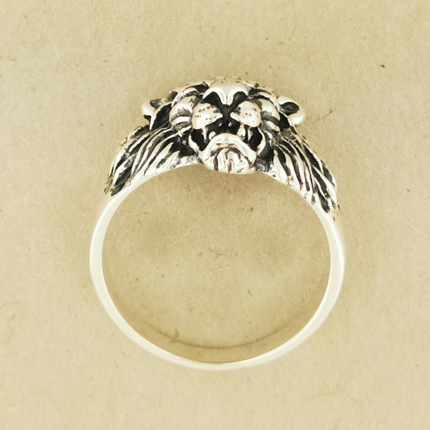 1950s Vintage Style Classic Lion Ring in Sterling Silver or Antique Bronze - Le Dragon Argenté