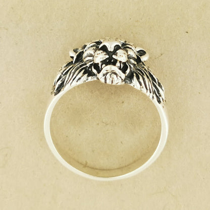 1950s Vintage Style Classic Lion Ring in Sterling Silver or Antique Bronze - Le Dragon Argenté