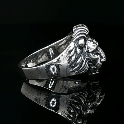 1950s Vintage Style Classic Lion Ring in Sterling Silver  - Le Dragon Argenté