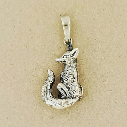 3D Fox Pendant in Sterling Silver or Antique Bronze - Le Dragon Argenté