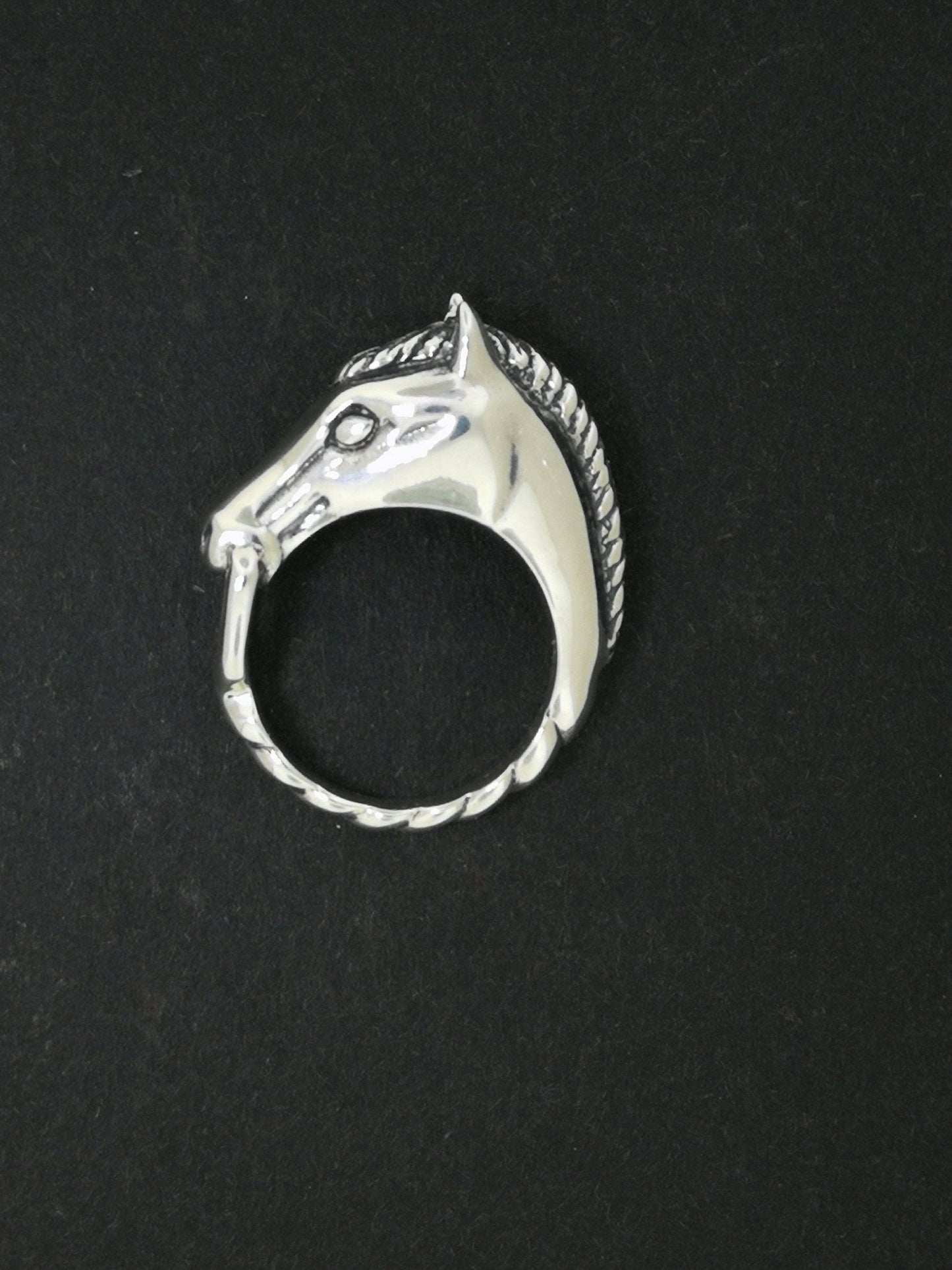 3D Horse Head Ring Sterling Silver Or Antique Bronze - Le Dragon Argenté