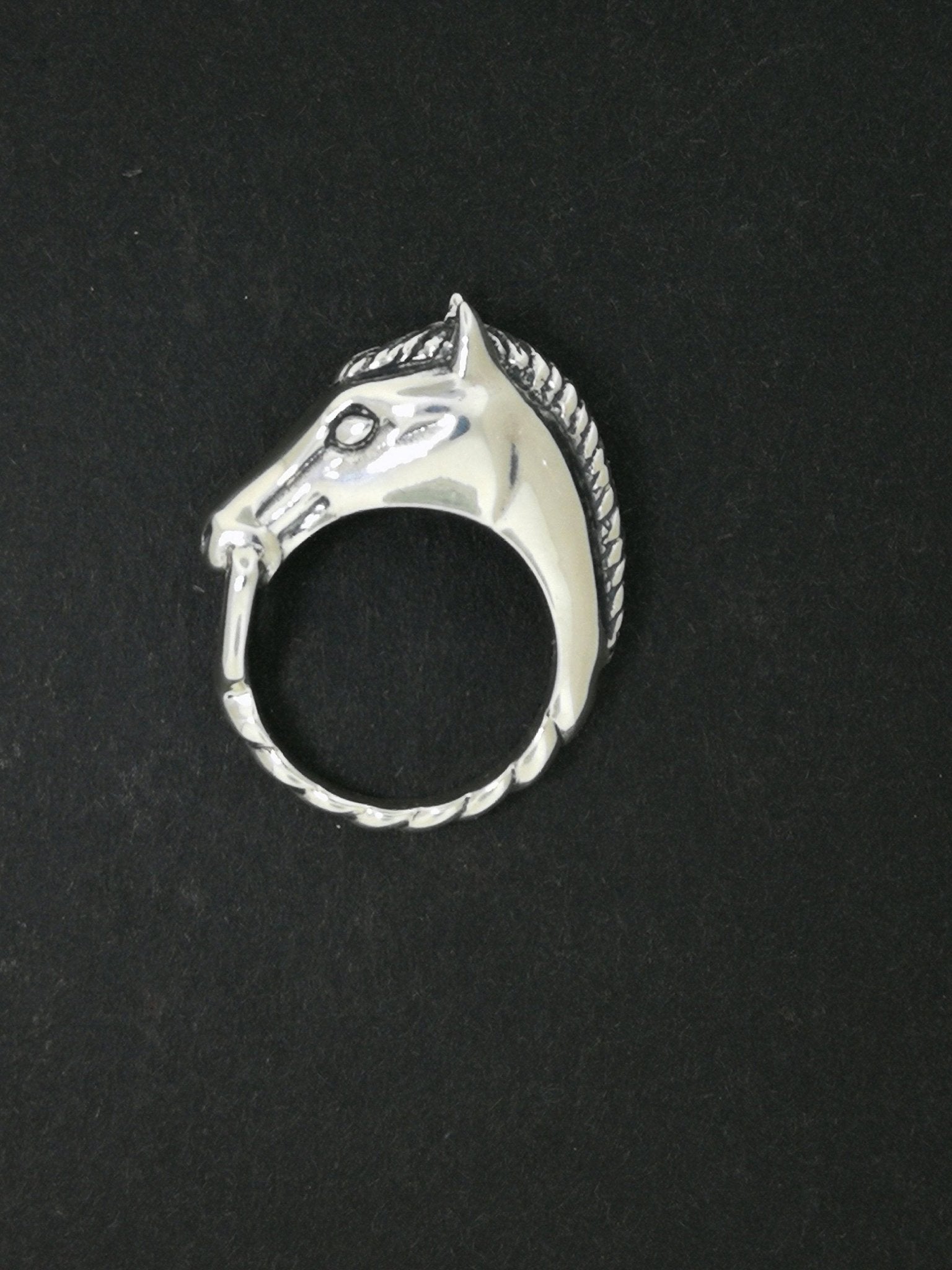 3D Horse Head Ring Sterling Silver Or Antique Bronze - Le Dragon Argenté