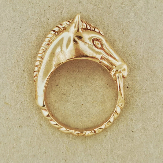 3D Horse Head Ring Sterling Silver Or Antique Bronze - Le Dragon Argenté