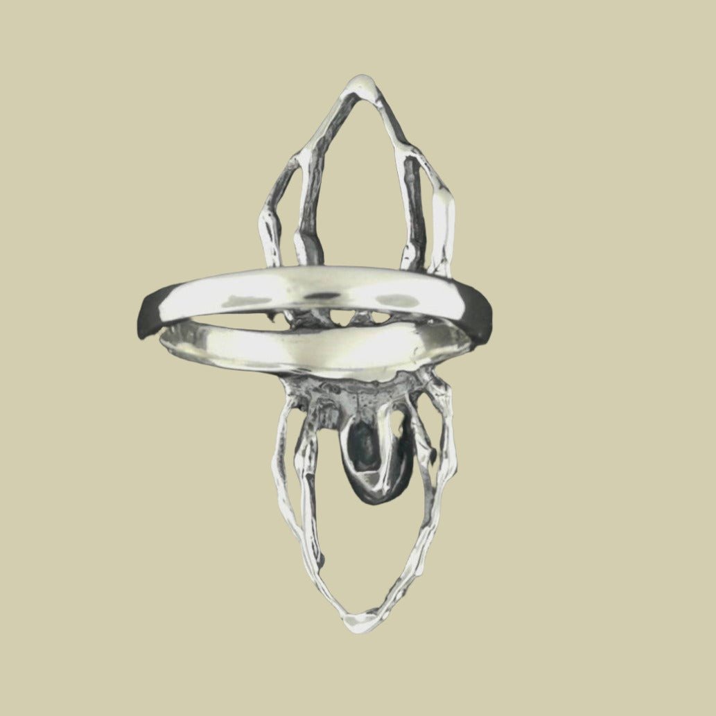 3D Spider Ring in Sterling Silver or Antique Bronze - Le Dragon Argenté