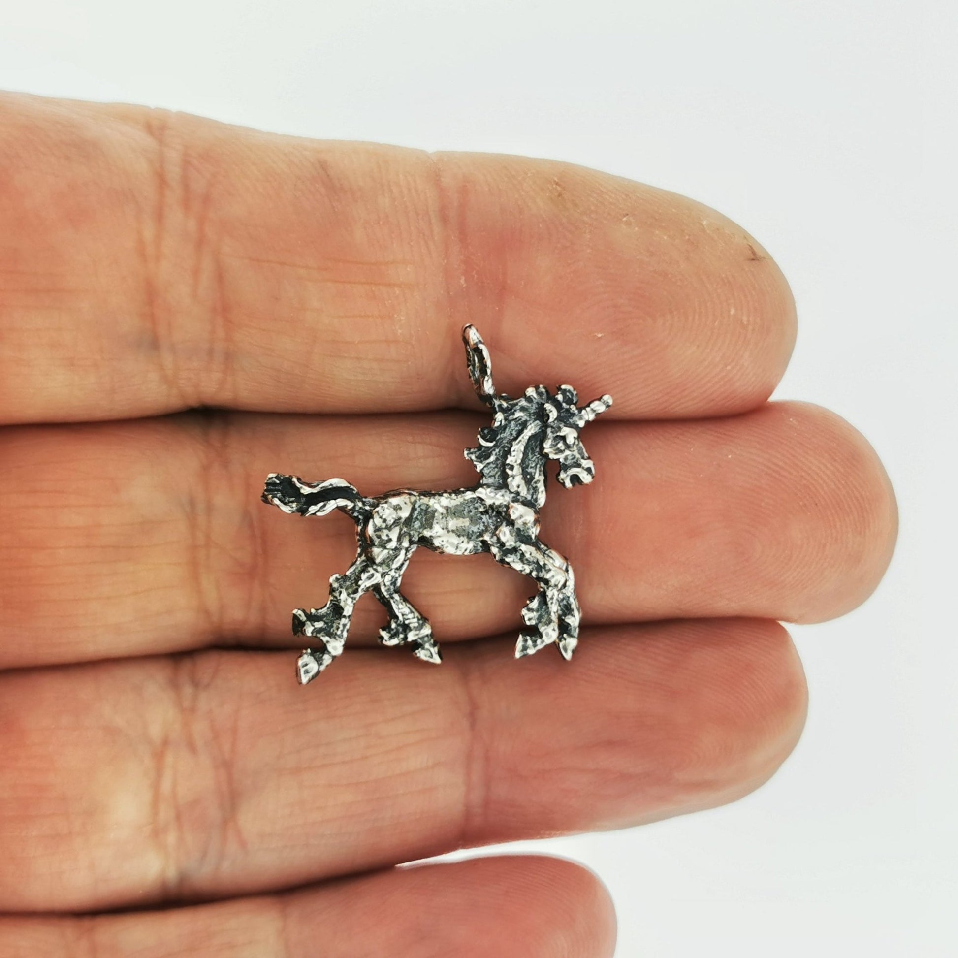 3D Unicorn Charm in Sterling Silver or Antique Bronze - Le Dragon Argenté