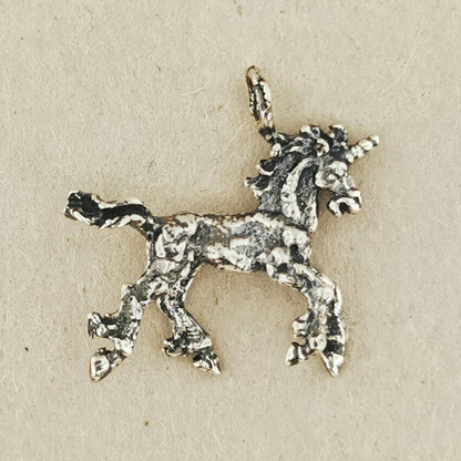 3D Unicorn Charm in Sterling Silver or Antique Bronze - Le Dragon Argenté