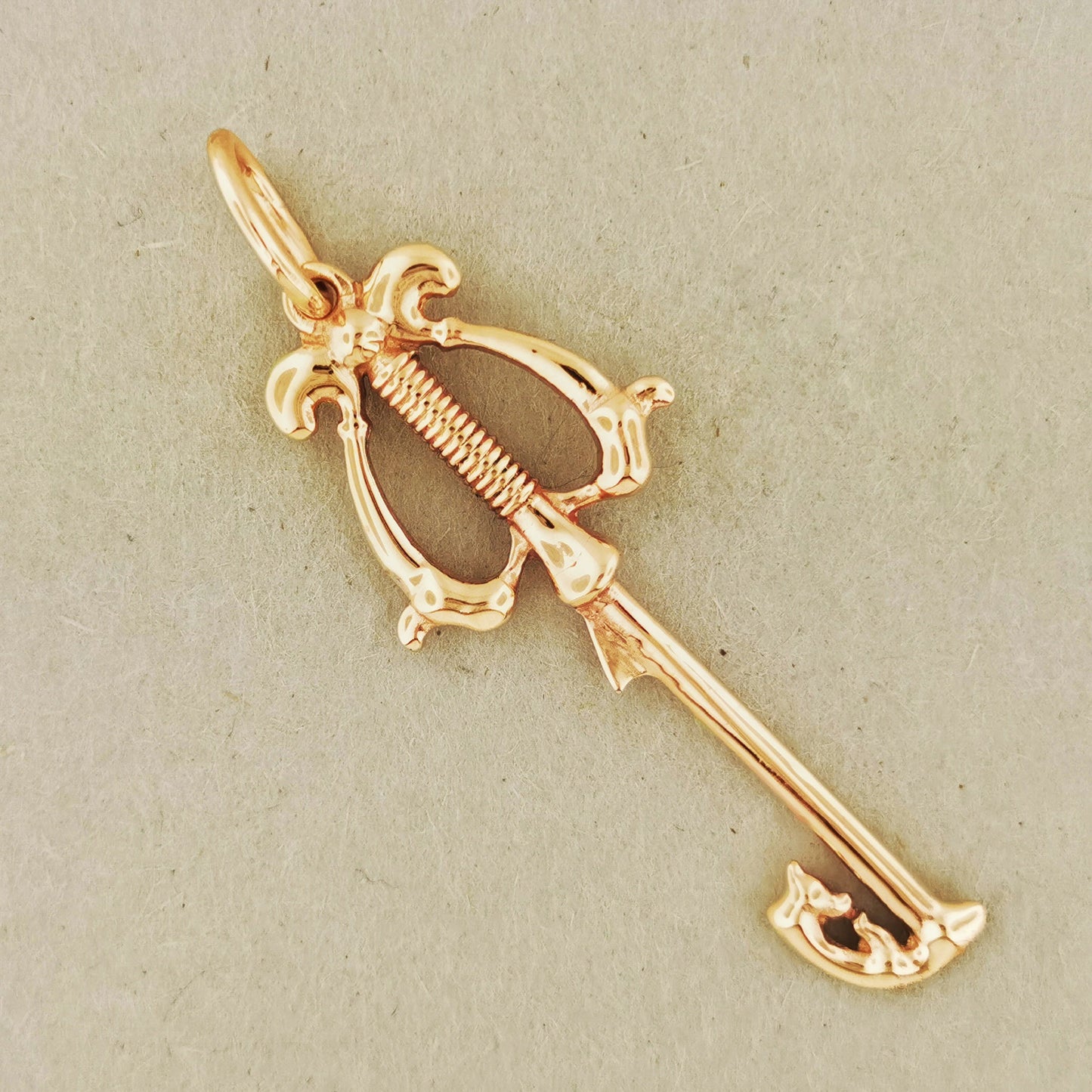 Kingdom Hearts Three Wishes Keyblade Pendant in Pink Gold, Video Game Jewelry, Gold Gamer Girl Pendant, Gamer Girl Jewelry, Gamer Girl Jewellery,  Gamer Geek Jewelry, Gold Keyblade Pendant, Gold Three Wishes Pendant, Gold Keyblade Pendant, Gold 3 Wishes Pendant, Gold 3 Wishes Keyblade, Gold Keyblade