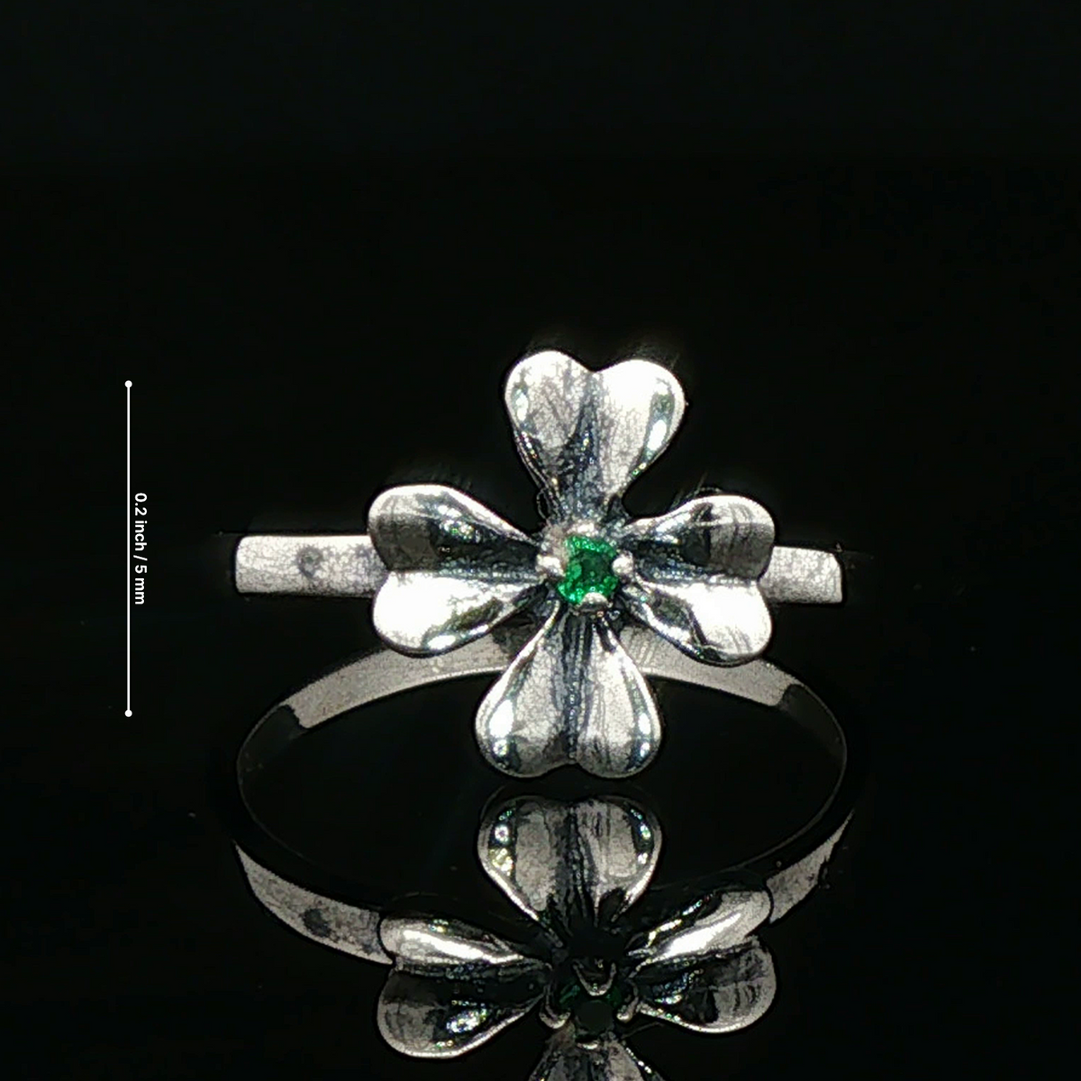4 Leaf Clover Birthstone Ring In Sterling Silver - Le Dragon Argenté