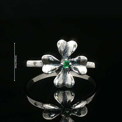 4 Leaf Clover Birthstone Ring In Sterling Silver - Le Dragon Argenté