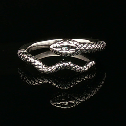 Adjustable Coiled Snake Ring in Sterling Silver - Le Dragon Argenté