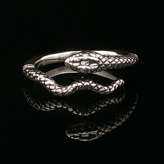 Adjustable Coiled Snake Ring in Sterling Silver - Le Dragon Argenté