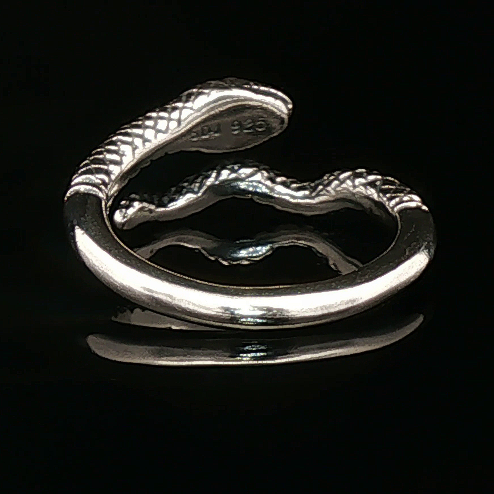 Adjustable Coiled Snake Ring in Sterling Silver - Le Dragon Argenté