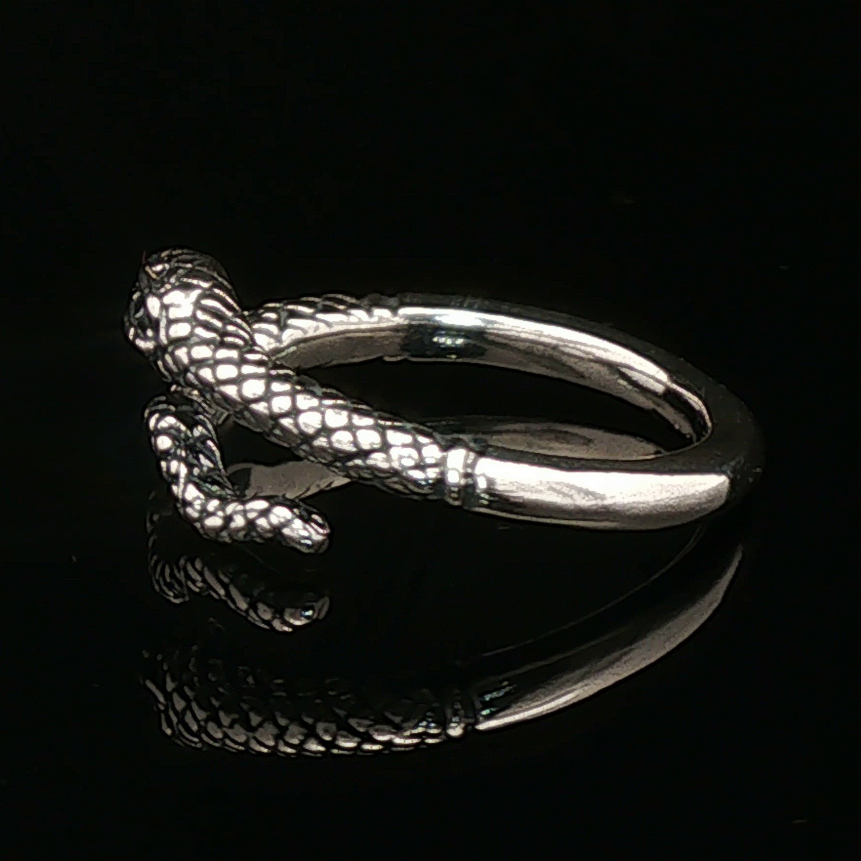 Adjustable Coiled Snake Ring in Sterling Silver - Le Dragon Argenté