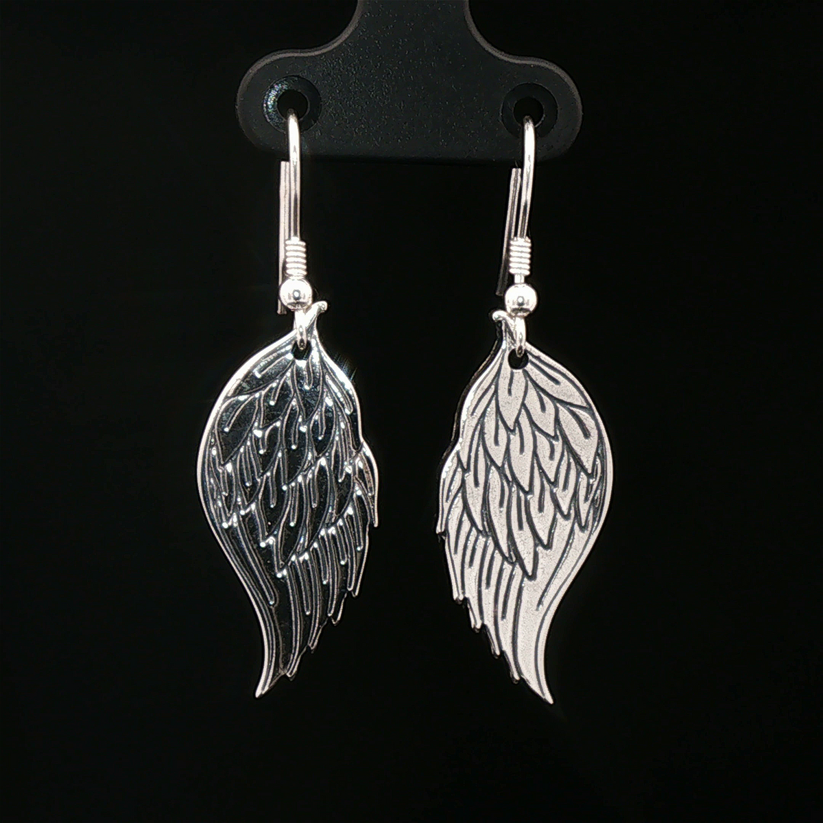 Angel Wing Charm Earrings in Sterling Silver - Le Dragon Argenté