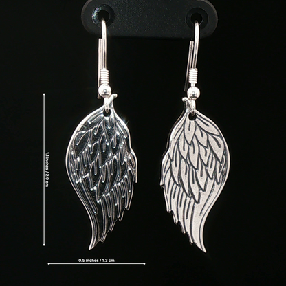 Angel Wing Charm Earrings in Sterling Silver - Le Dragon Argenté
