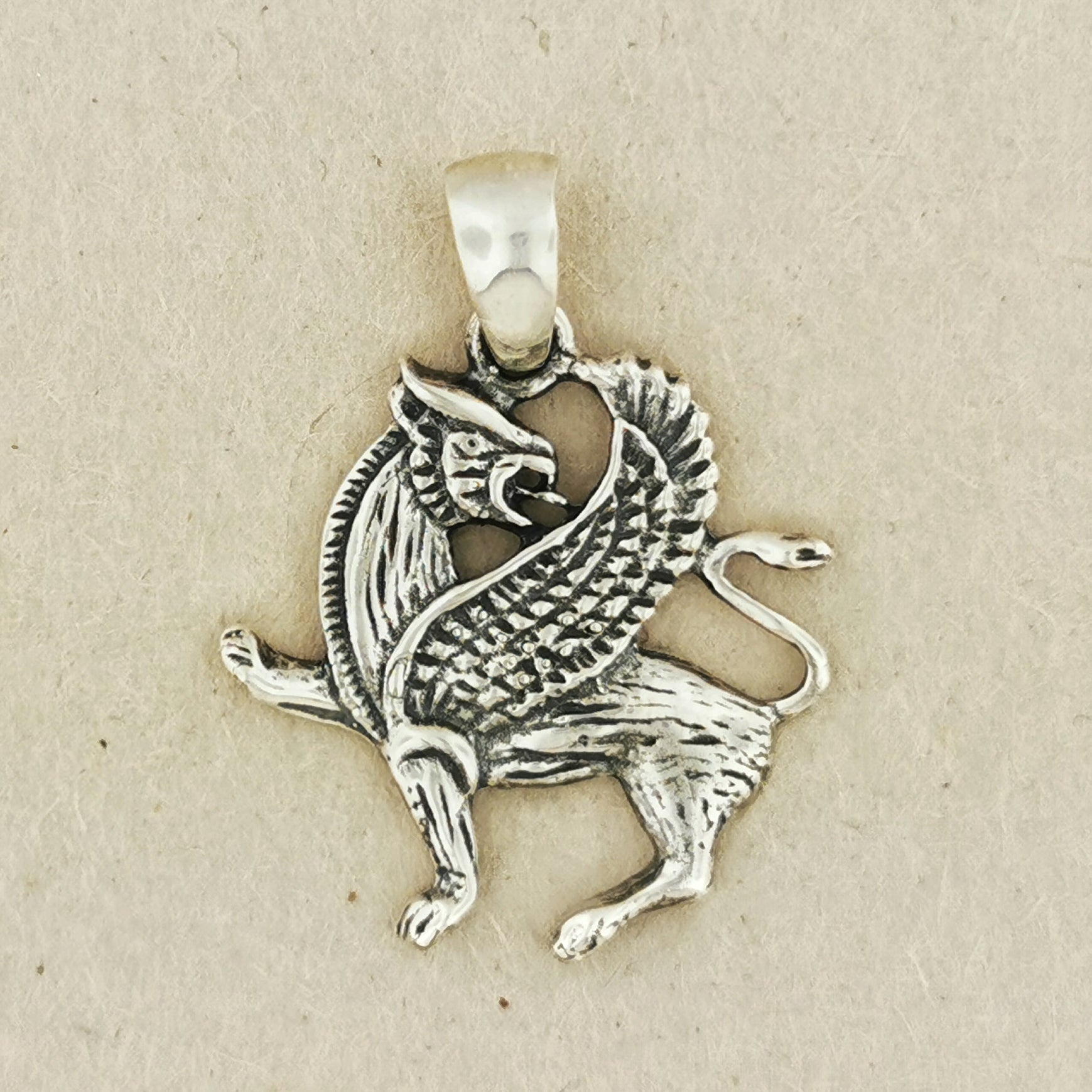 Griffin Pendant in Sterling Silver or Antique Bronze