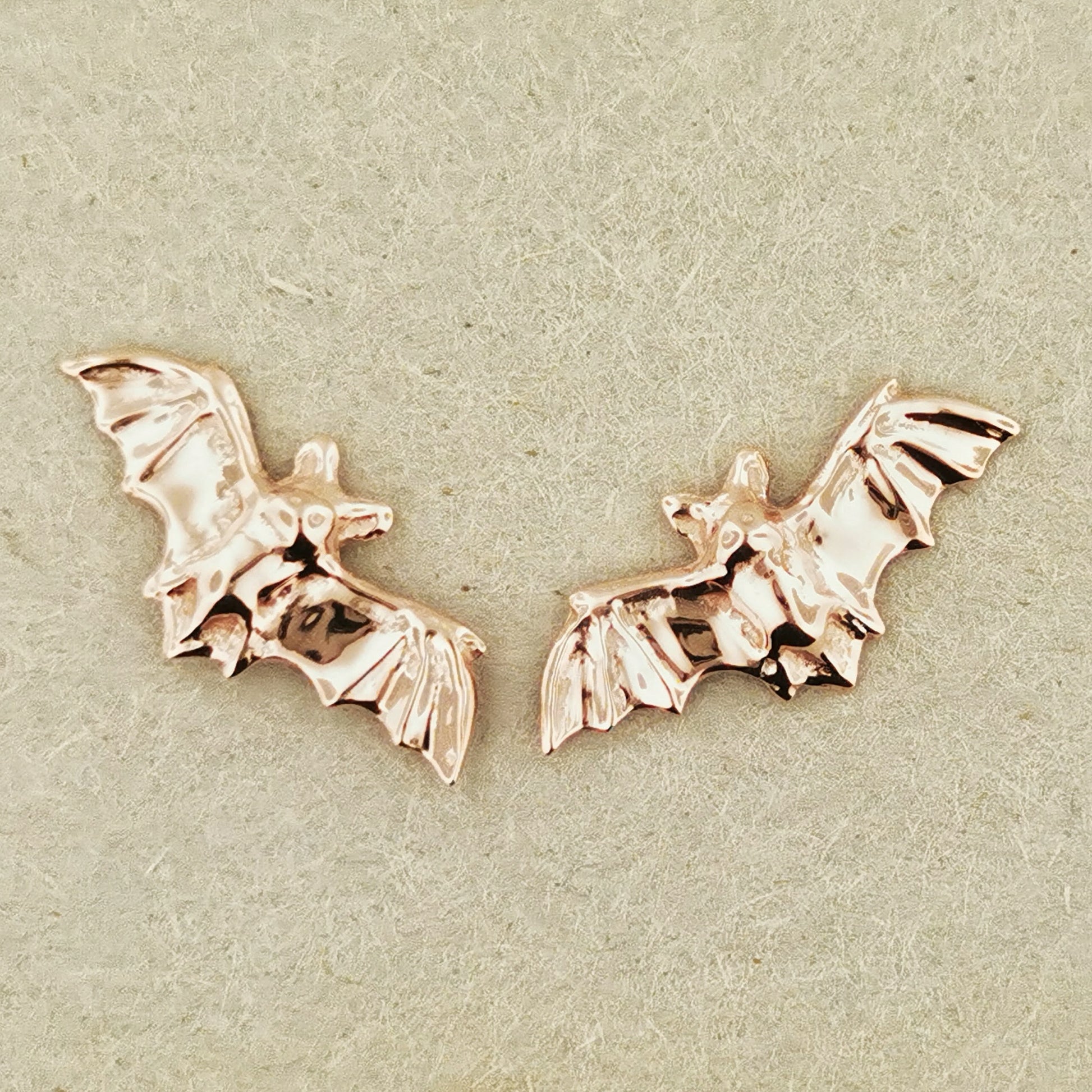 Bat Stud Earrings in Gold Made to Order, Gold Bat Earrings, Gold Bat Jewellery, Gothic Bat Earrings, Gold Animal Stud Earrings, Gold Bat Jewellery, Animal Stud Earrings, Gold Stud Earrings, Bat Lover Gift, Gold Witch Aesthetic, Spooky Gold Earrings